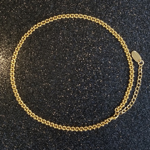 Gold bead link chain choker necklace - Picture 3 of 8